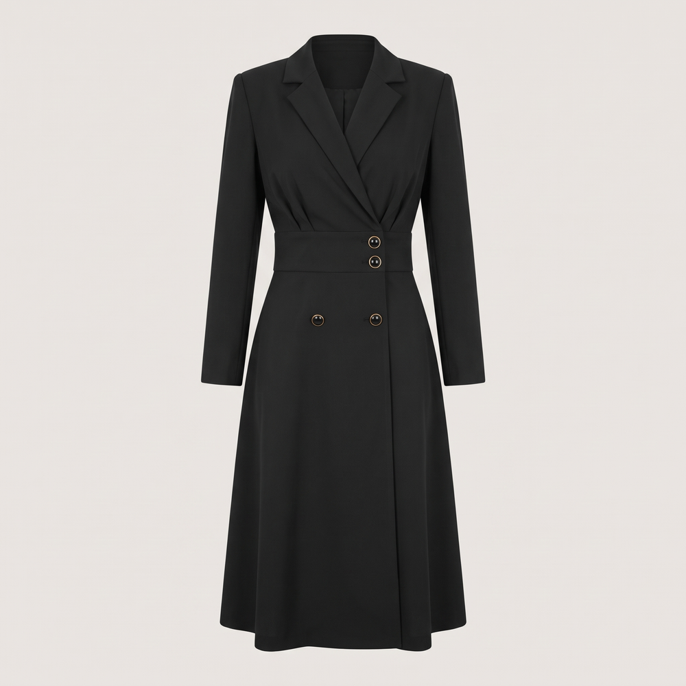 Robe tailleur femme Rosalie noire, vue de face - Lonamy