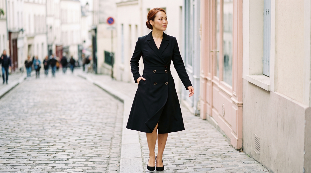 Robe tailleur Rosalie portée en situation