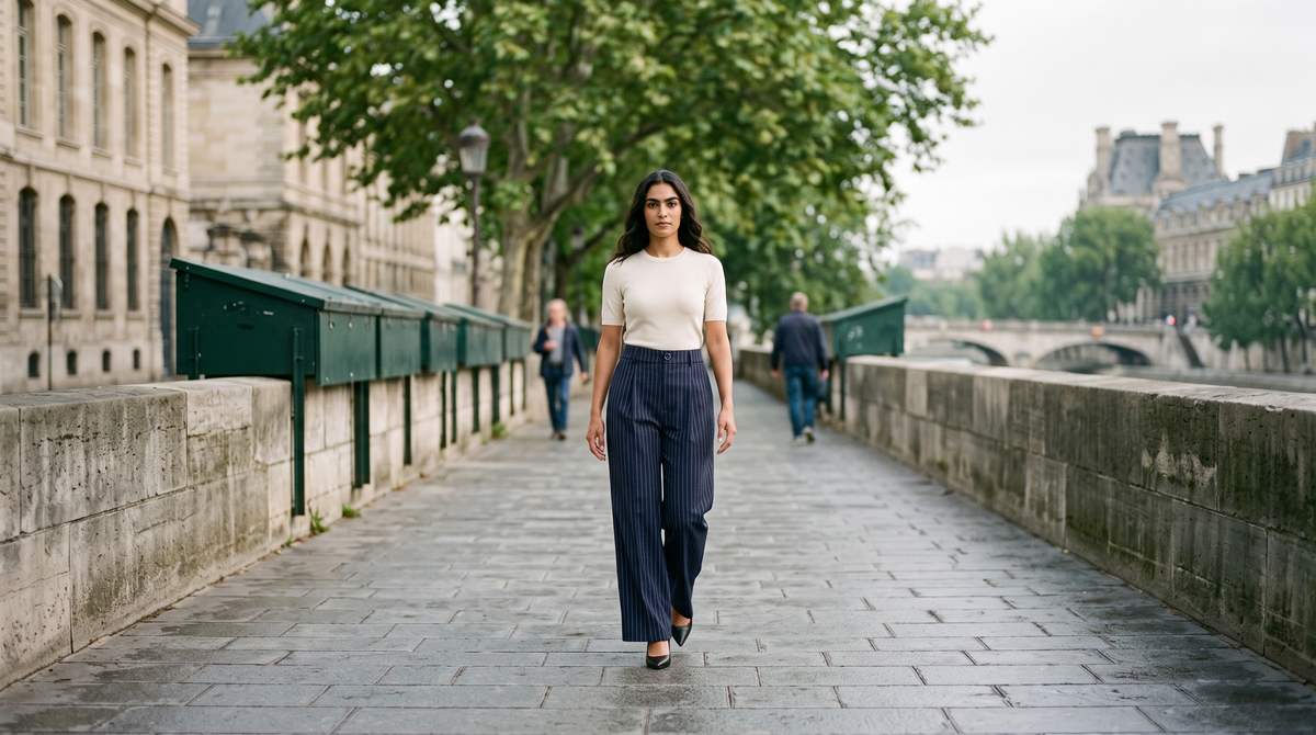 Pantalon large Selma porté en situation