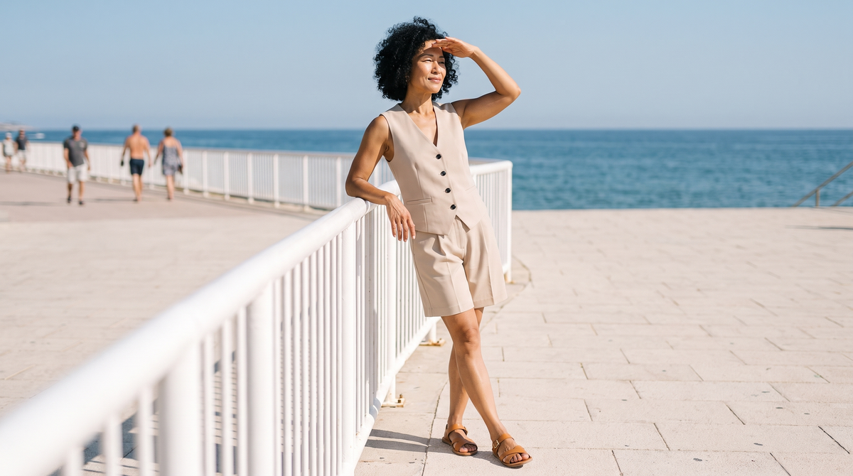Ensemble gilet short Solveig porté en situation
