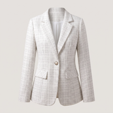 Veste tailleur tweed blanche à carreaux célia