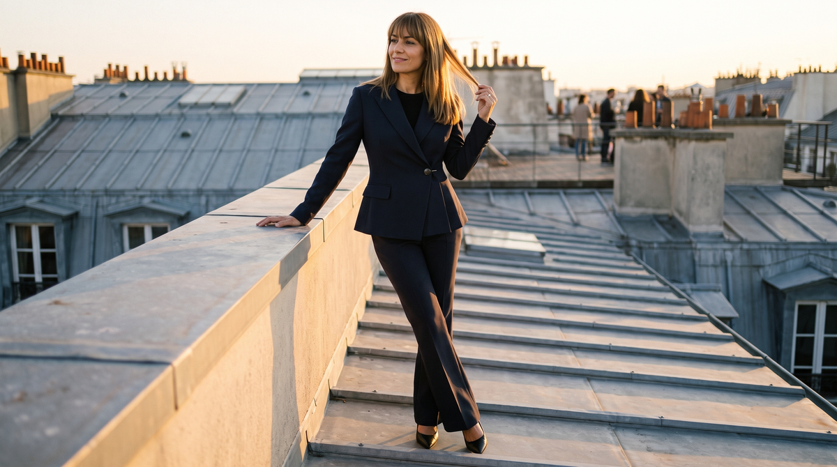 Ensemble tailleur Vivienne porté en situation